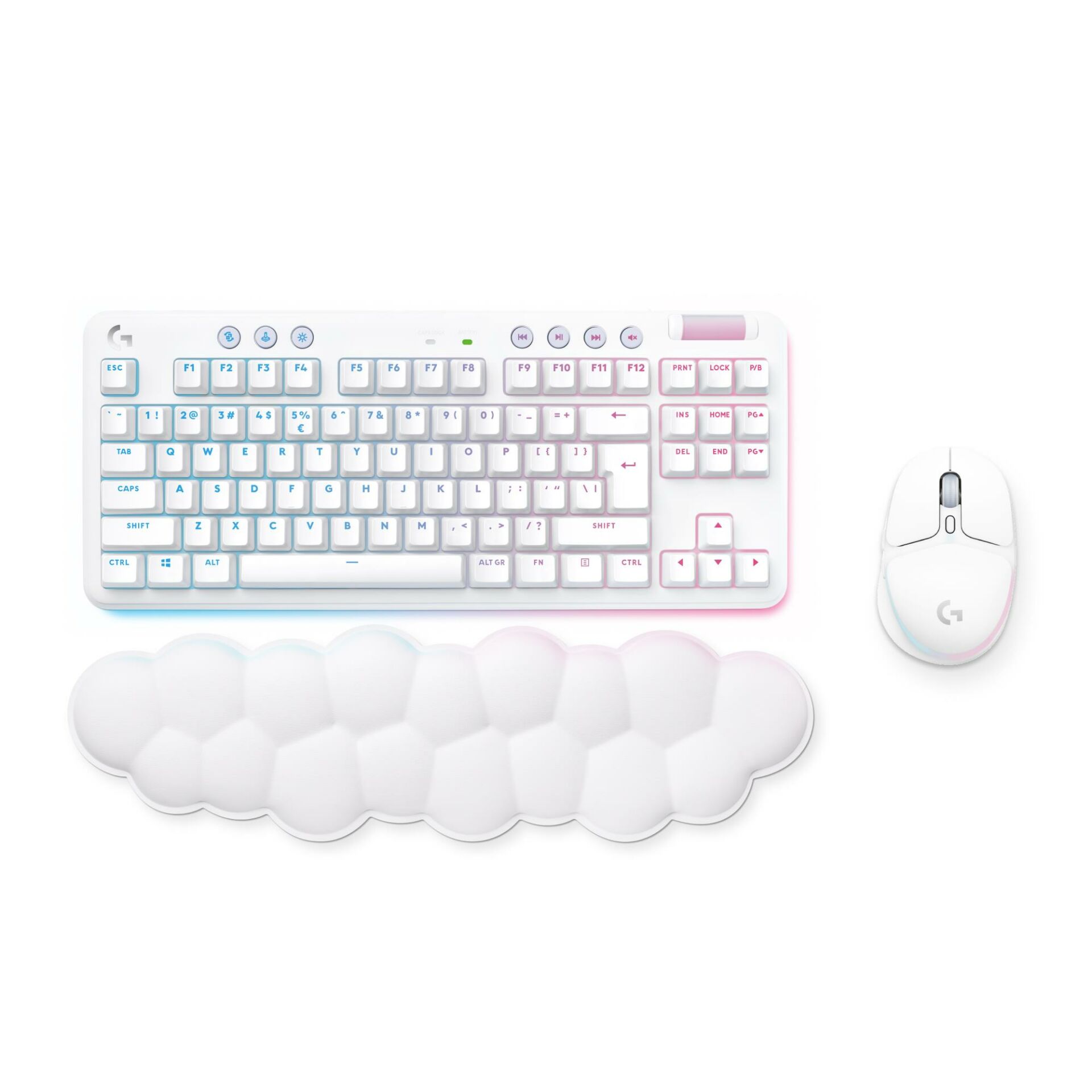 Logitech G Aurora G715 Lıghtspeed Kablosuz Tactile Ingilizce Q Oyuncu Klavyesi - Beyaz +  G Aurora G705 Lıghtspeed Kablosuz Oyuncu Mouse - Beyaz