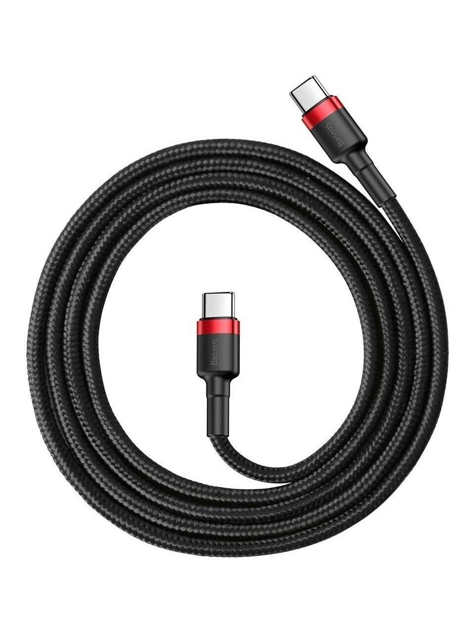 Baseus Cafule 3A Type-C to Type-C 1m Kablo - Kırmızı/Siyah