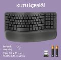 Logitech Wave Keys Kablosuz Bluetooth Dolgulu Avuç İçi Destekli Ergonomik Türkçe Q Klavye, Siyah
