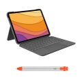 Logitech Combo Touch 10.5'' iPad Air 4. ve 5. Nesil ile Uyumlu Klavyeli Tablet Kılıfı ve Crayon iPad Uyumlu Dijital Kalem, Açık Gri