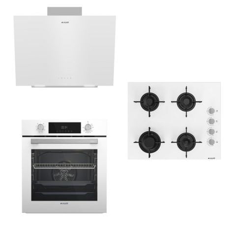 60 CM OCAKLI BEYAZ CAM BUHAR DESTEKLİ ÇEYİZ SET