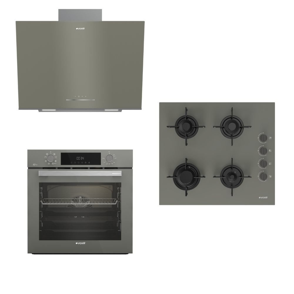 YUVARLAK OCAKLI GRİ AFRY CAM SET