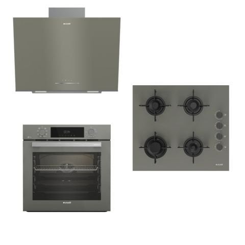 YUVARLAK OCAKLI GRİ AFRY CAM SET