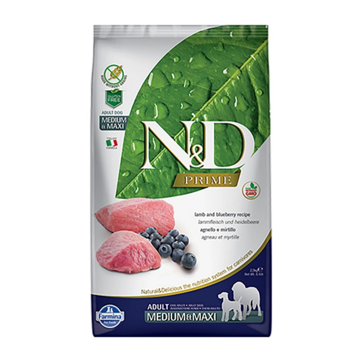 N&D PRIME KUZU YABANMERSİNLİ ADULT MED-MAX.2,5 KG KÖPEK MAMASI