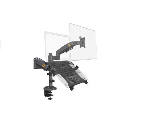 Timob Nb H180-FP Çift Kol Amortisörlü Monitör Tutucu ve 10''-17'' Laptop Standı