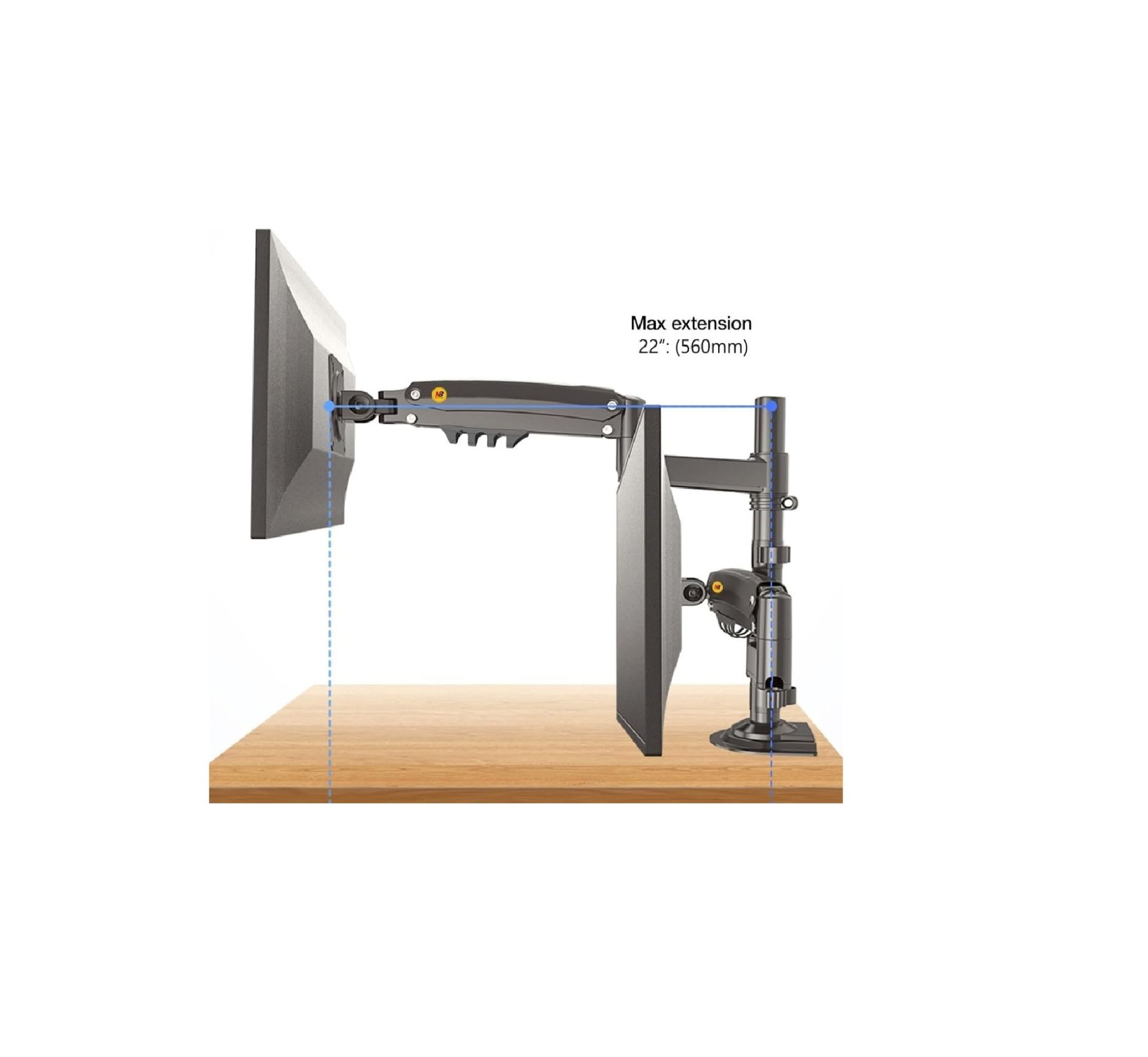 Timob Nb Ergonomic H180 17''-27'' Uyumlu Çift Kol Amortisörlü 2-9kg Profosyonel Monitör Standı