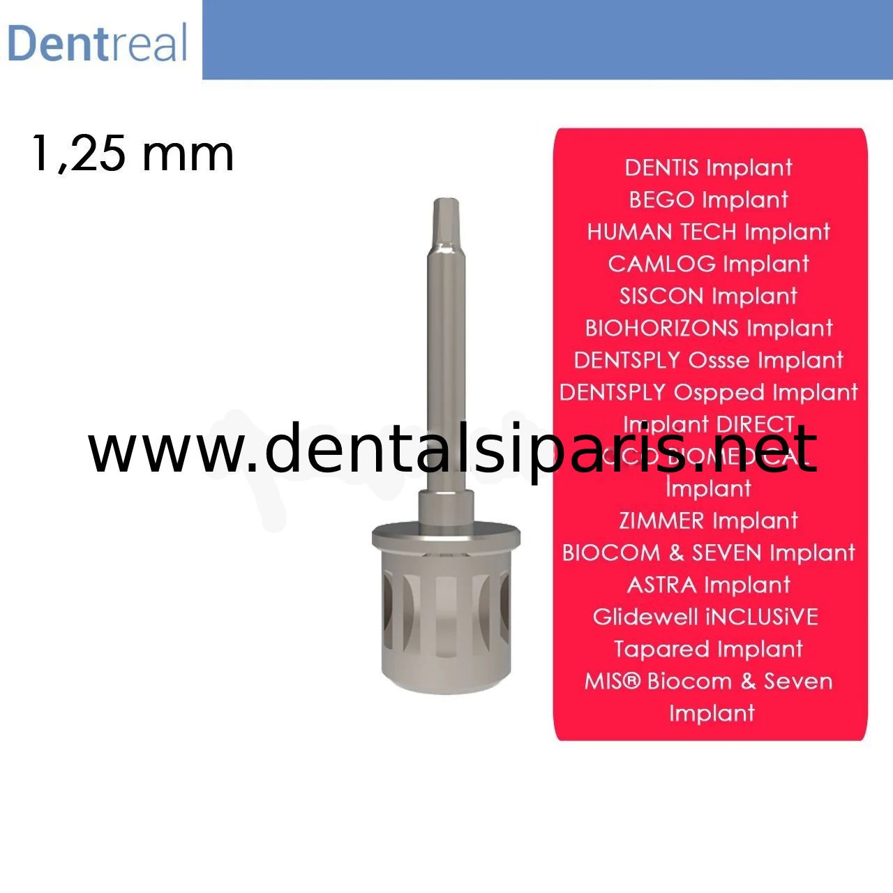 Dentis Implant için Screwdriver 1,25 mm