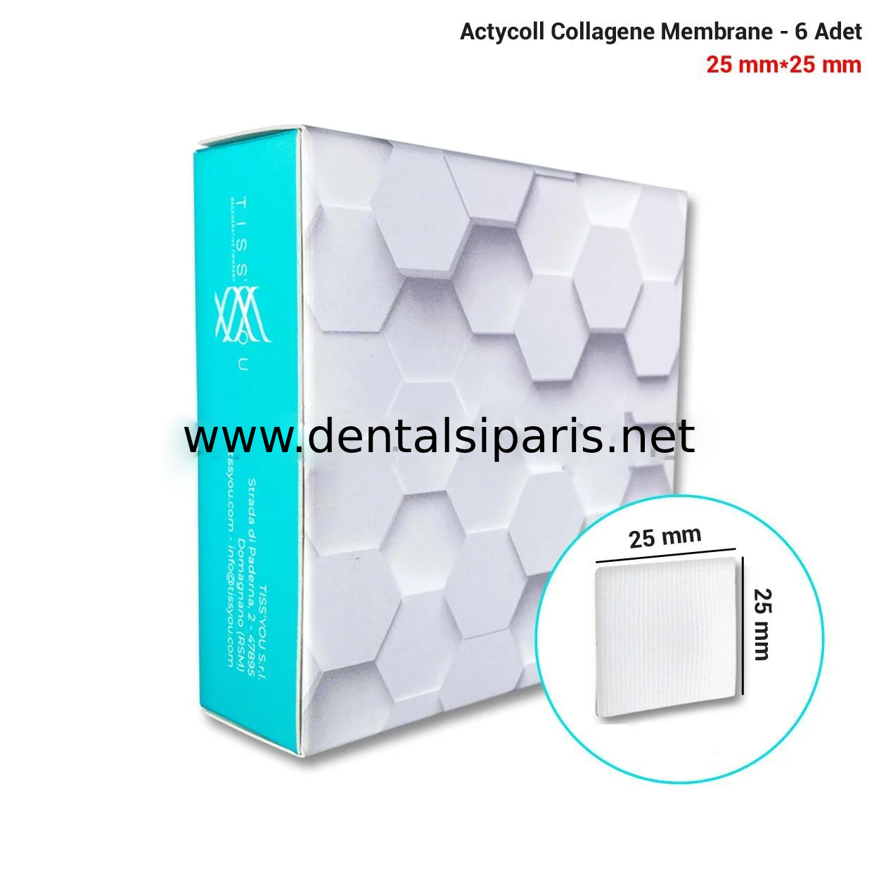 Actycoll Collagene Membrane - 25*25 mm - 6 Adet