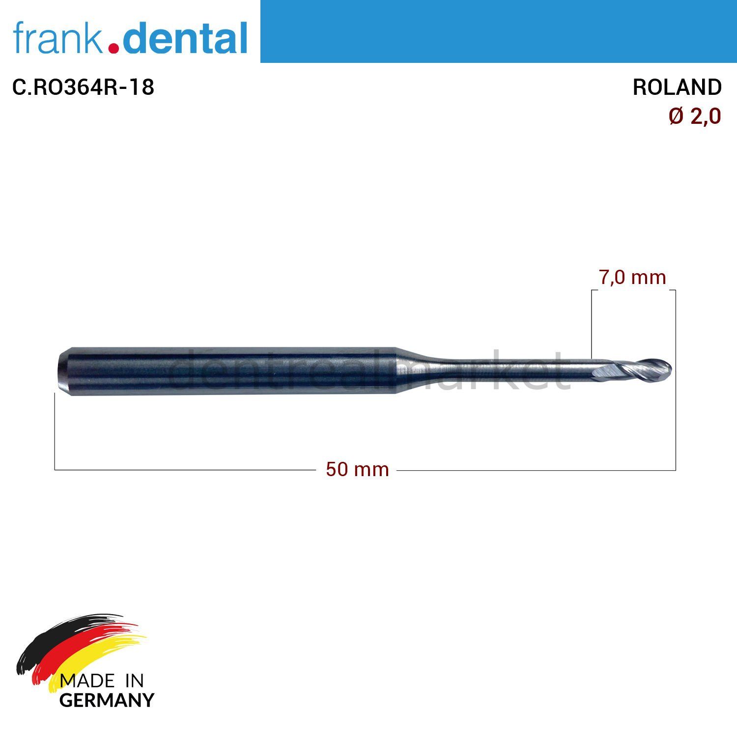 Tungusten Milling Makine Frezi 2,0 mm - Roland için