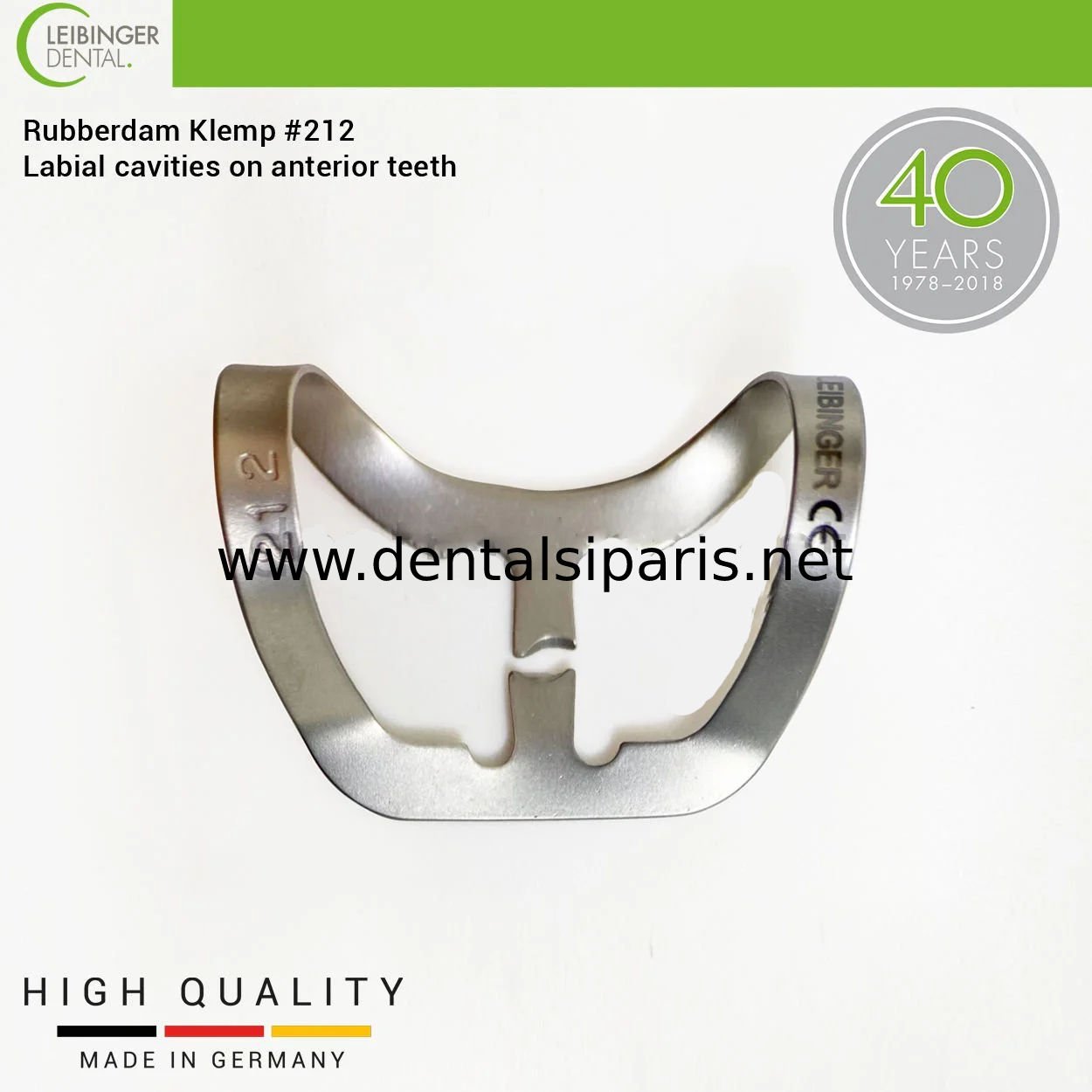Rubberdam Klemp #212 - Labial Cavities on Anterior Teeth