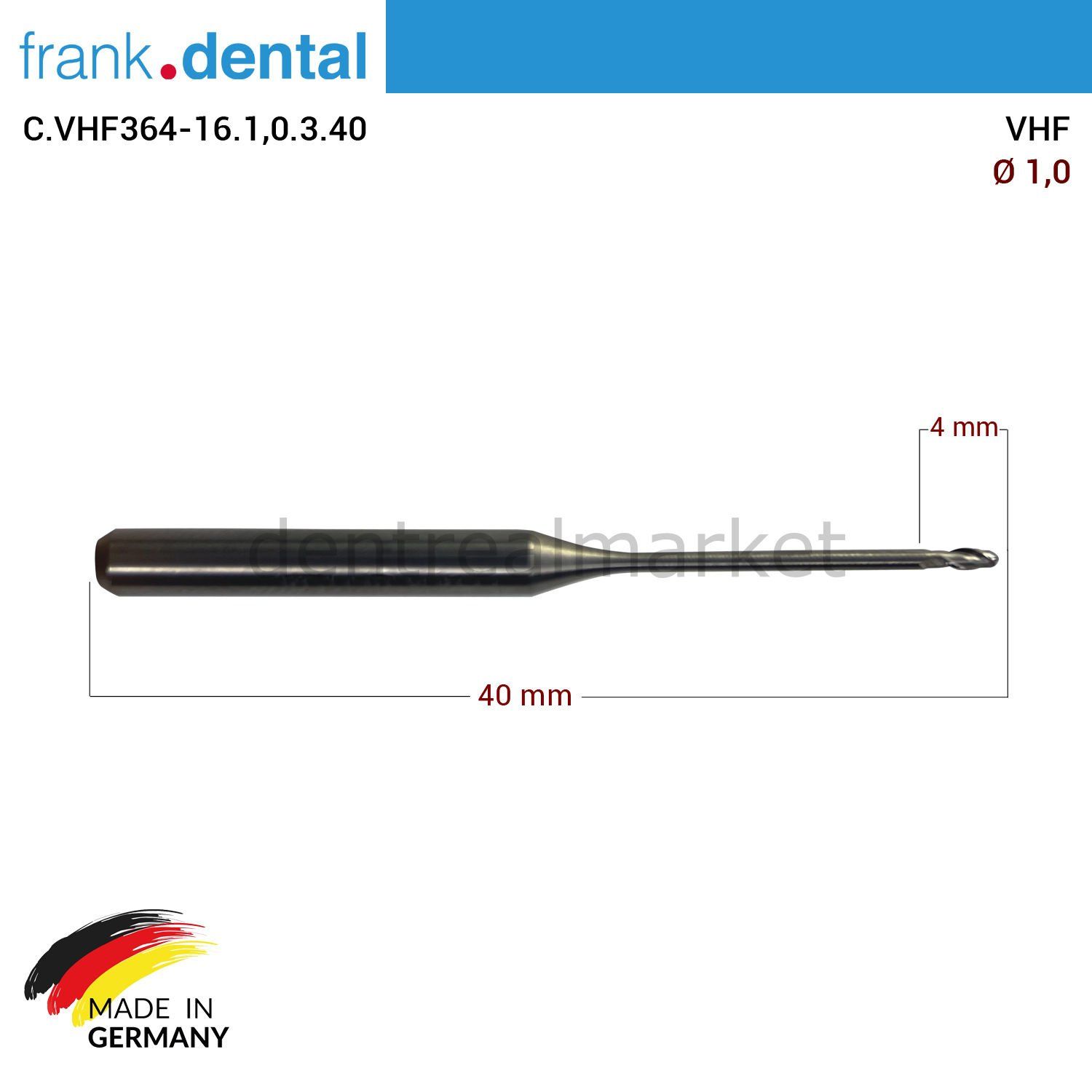 VHF Cad Cam Drill 1,0 mm