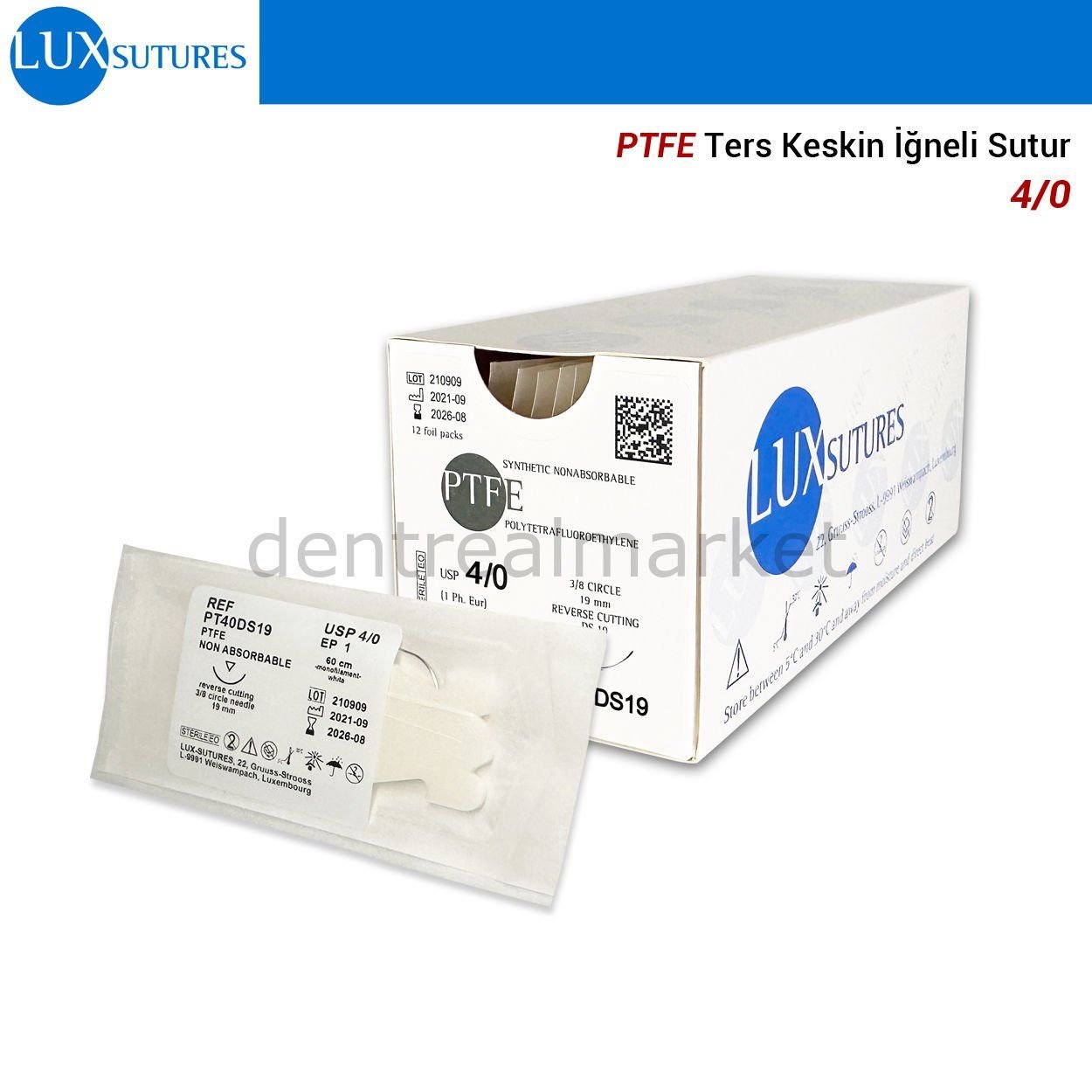 PTFE - Teflon Sutür - 4/0 Ters Keskin İğneli - Non Absorbe