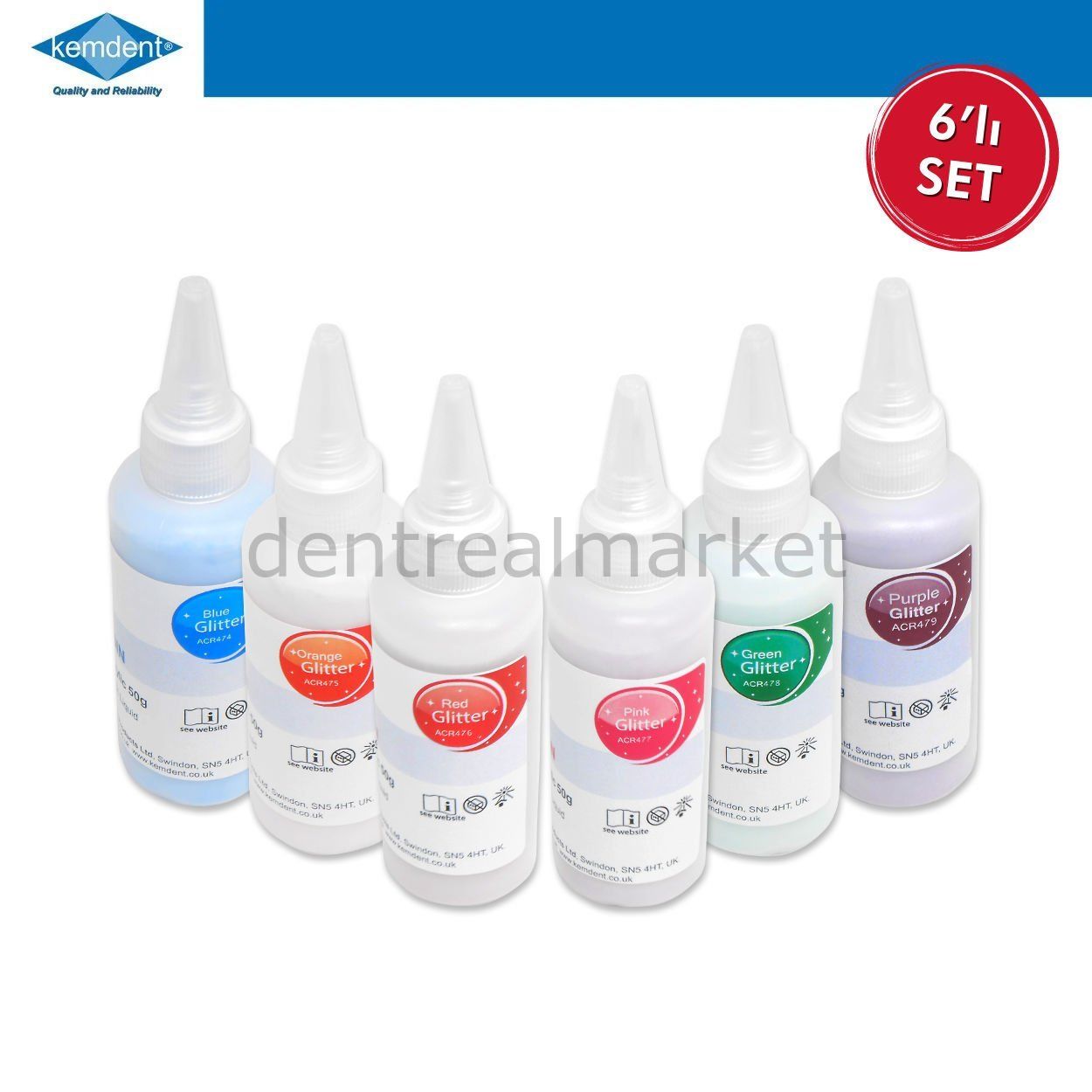 Renkli Soğuk Ortodontik Akrilik 6'lı Set