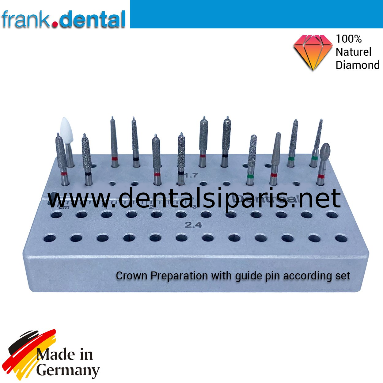 Güvenli Crown Preparation Seti - Elmas Frez