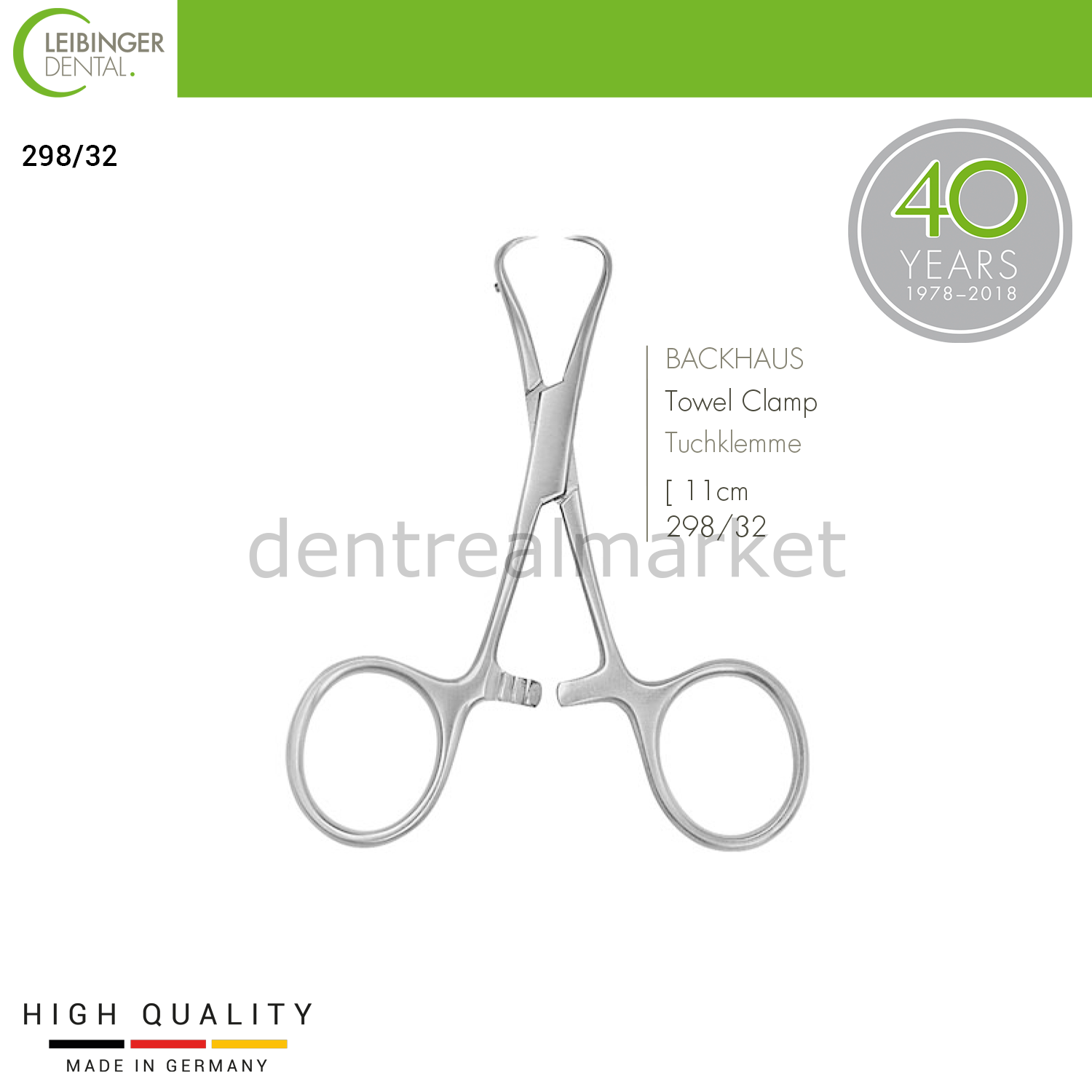 BACKHAUS - Hemostatik Pens, Havlu Kelepçesi 11 cm