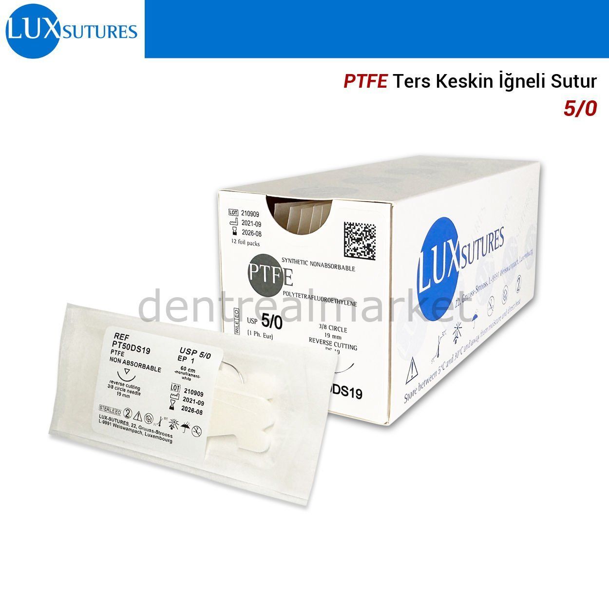 PTFE - Teflon Sutür - 5/0 Ters Keskin İğneli - Non Absorbe