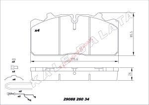 DİSK FREN BALATASI - ÖN ARKA 29088 DAF LF 45 IVECO EUROCARGO I,III MAN BMC PRO 518 522 MITSUBISHI RENAULT MIDLUM OTOKAR SULTAN