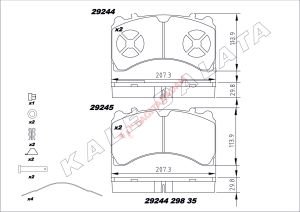 DİSK FREN BALATASI - ARKA 29244 MERCEDES ACTROS