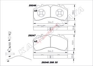 DİSK FREN BALATASI - ÖN 29246 MERCEDES ACTROS