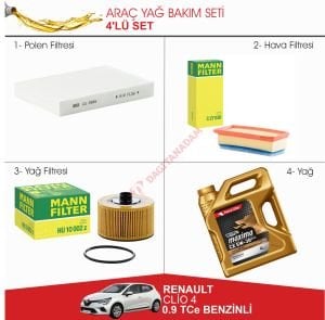 Renault Clio 4 - 0.9 TCe Benzinli Yağ Bakım Seti