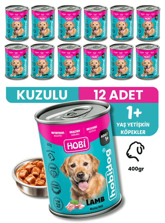 Hobi Kuzu Etli Yetişkin Köpek Konservesi 400 Gr X 12 Adet