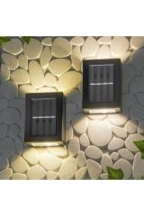 Huramarketing Solar Çift Taraflı Duvar Lambası Güneş Enerjili Aydınlatma Dekorasyon Aplik Işık (2 Adet)