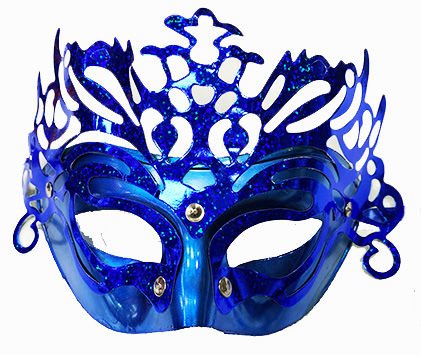 Huramarketing Parti Aksesuar Metalize Ekstra Parlak Hologramlı Parti Maskesi Mavi Renk 23x14 cm