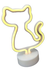 Neon Işıklı Kedi Lamba USB+Pil Dekoratif Aydınlatma