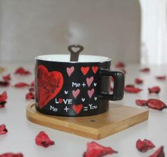 Kalp Desenli Love Mıknatıs Kaşıklı Kahve Fincanı 200 Ml