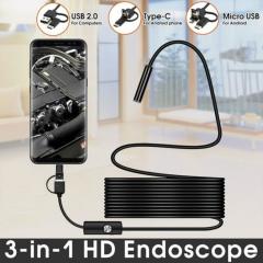 Huramarketing Endoskop 3 in 1 Yılan Kamera USB Micro Usb Type-C 7M Sert Kablo
