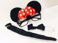 Huramarketing Parti Malzemeleri Minnie Mouse Gözlüğü Papyonu Kuyruğu Seti