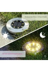 Solar Güneş Enerjili 8 led Kazıklı Çim Bahçe Aydınlatması 4Lü Set