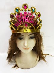 Huramarketing Parti Aksesuar Altın Renk Happy Birthday Yazılı Doğum Günü Tacı 60 cm