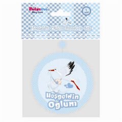 Huramarketing Hoşgeldin Oğlum Yazılı Baby Shower Partisi Asmalı İp Süs 3 Adet