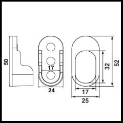 Askı Borusu Flanşı, Oval, Mat Krom, Plastik 25mm