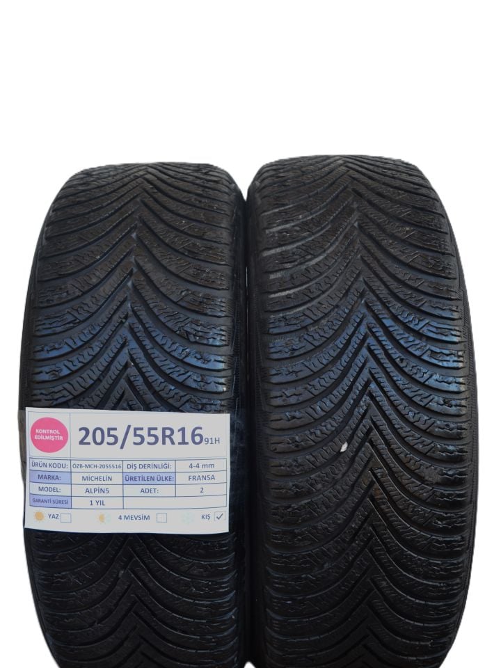 Michelin 205/55R16 91T Alpin5 2.El Çift Kış Lastiği