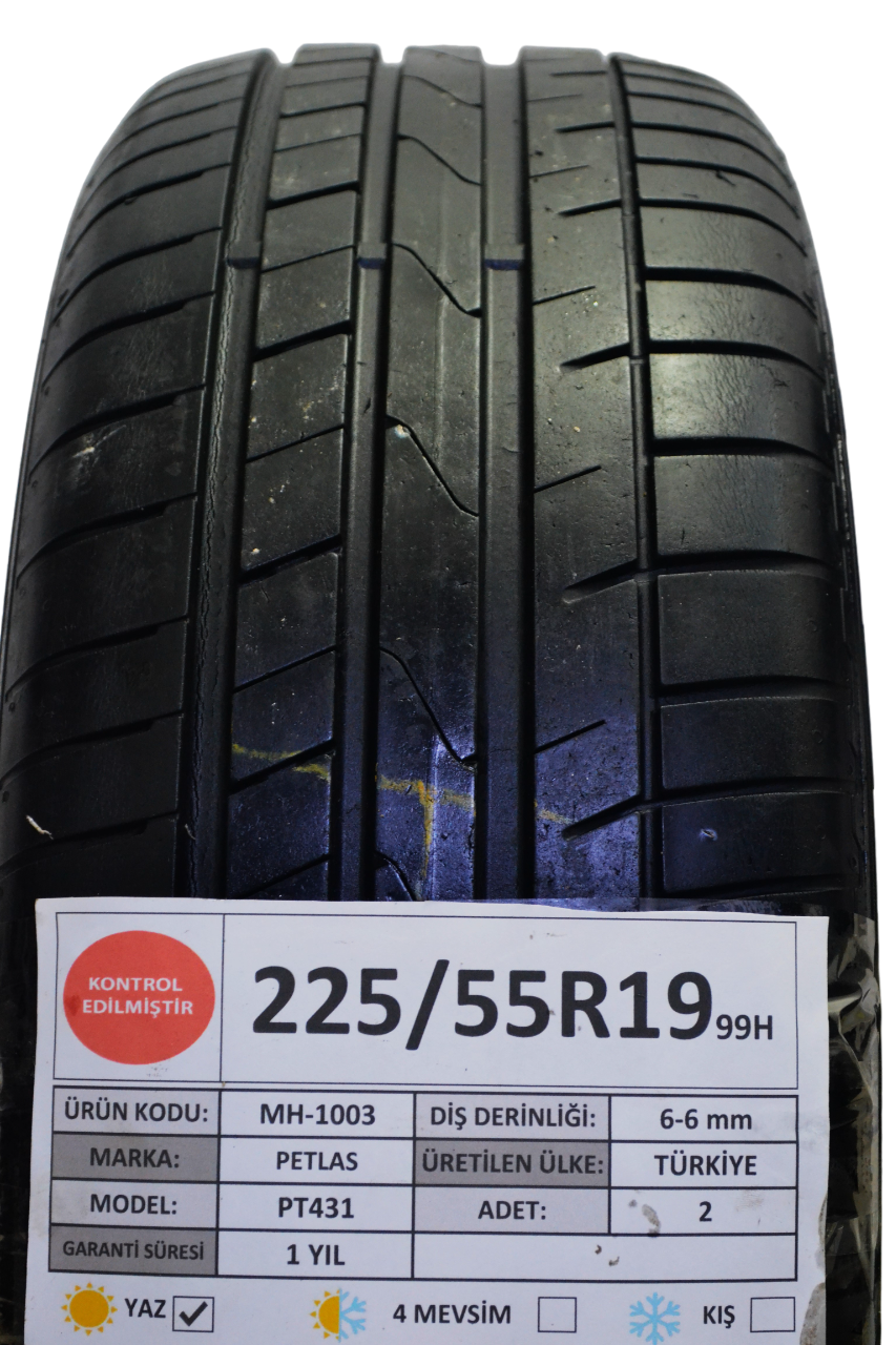 Petlas 225/55R19 99H PT431 İkinci El Çift Yaz Lastiği