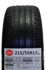 Continental 215/55R17 94V Eco Contact 5 İkinci El Çift Yaz Lastiği