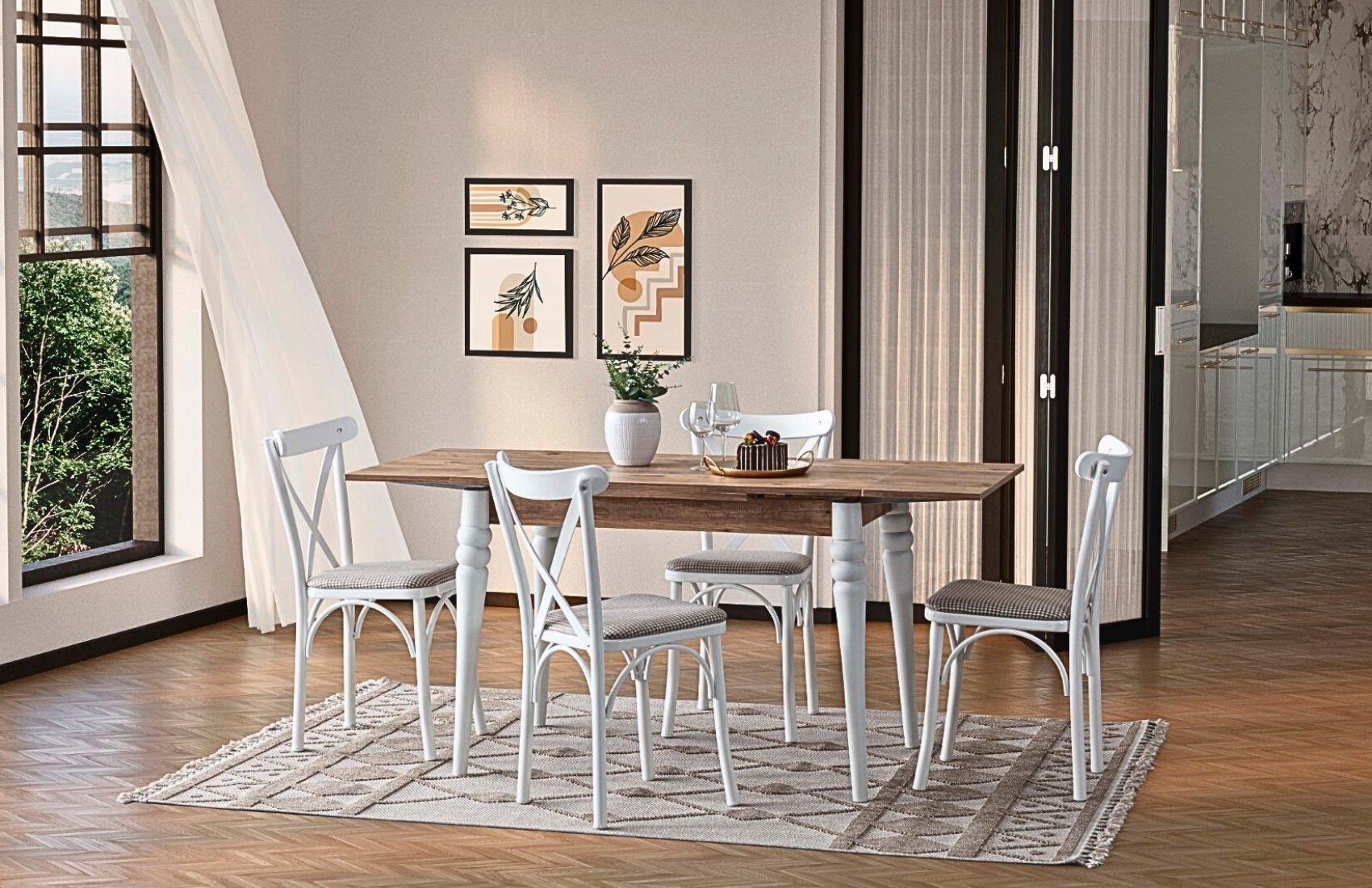 Thonet Mutfak Masa Takımı(Ceviz)