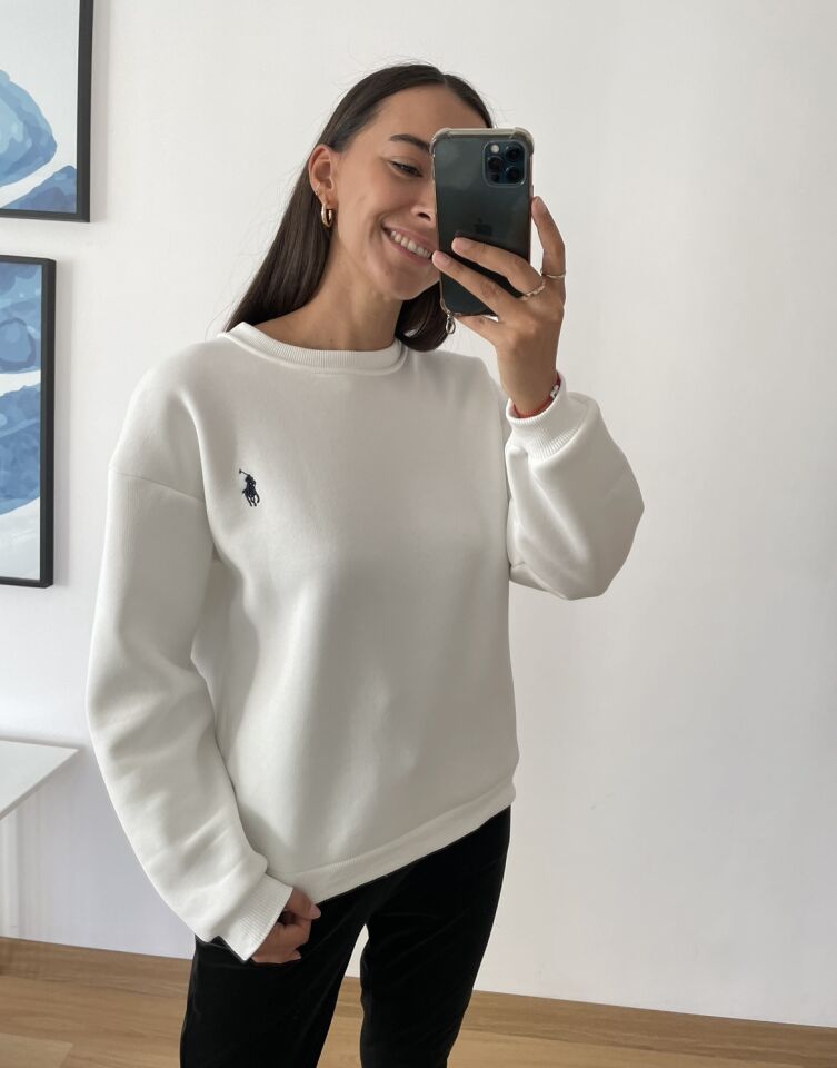 Ekru RL Şardonlu Sweatshirt