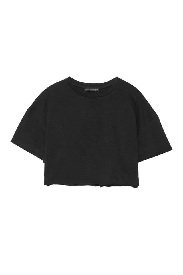 Siyah Basic Crop Tişört