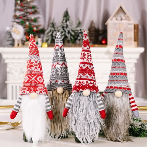 4’lü Gnome Neol Dekorasyon Seti Sevimli Peluş Noel Baba Gnome Set