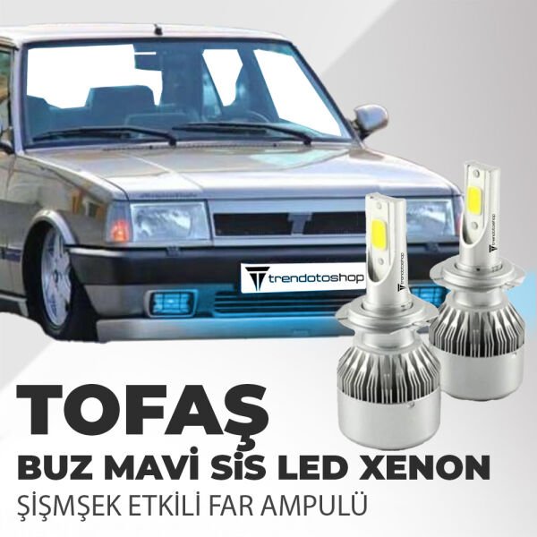 Tofaş H4 Buz Mavi Sis Led Xenon Far Ampulü Şimşek Etkili