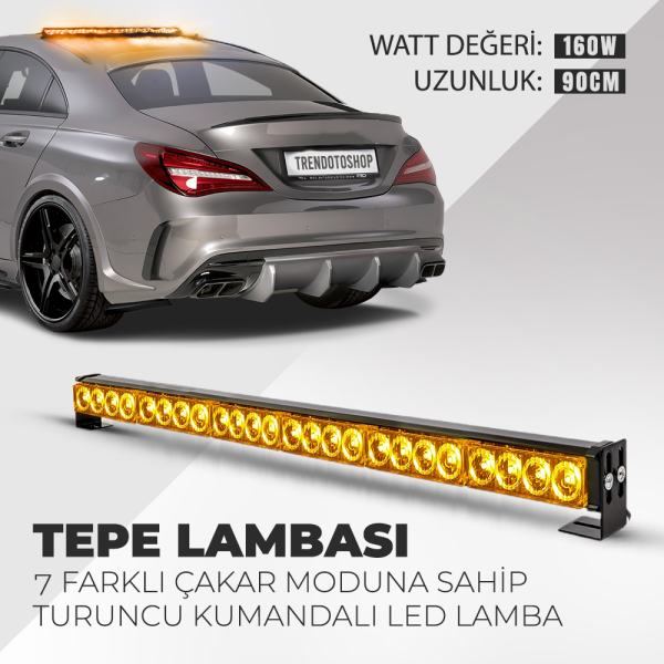 Çakarlı Off Road Tepe Led Bar 12-24v Turuncu-Turuncu Metal Gövde 85 CM