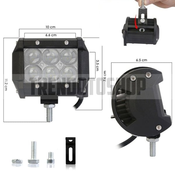 Motosiklet Kare Sis Farı 9 cm 6 LED 18W 2 Adet