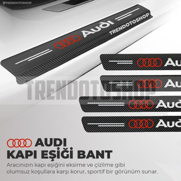 Audi Uyumlu Karbon Kapı Eşiği Folyo 4'lü Set Orijinal Hava Kanallı Uyumlu Ithal