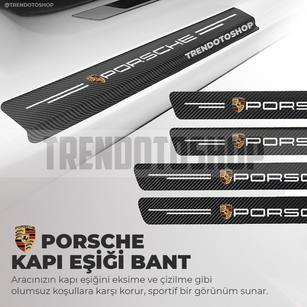 Porsche Uyumlu Karbon Kapı Eşiği Folyo 4'lü Set Orijinal Hava Kanallı Uyumlu Ithal