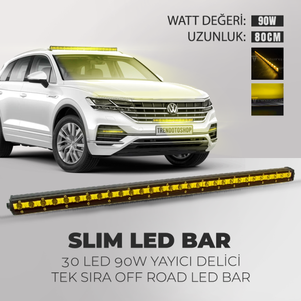 90W 30 Led İnce Off Road Led Bar SARI