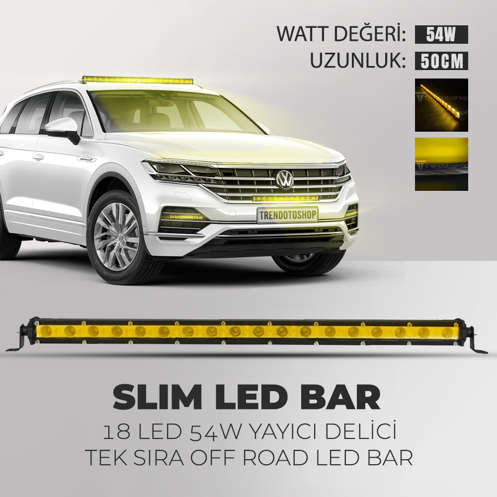 54W 18 Led İnce Off Road Led Bar SARI