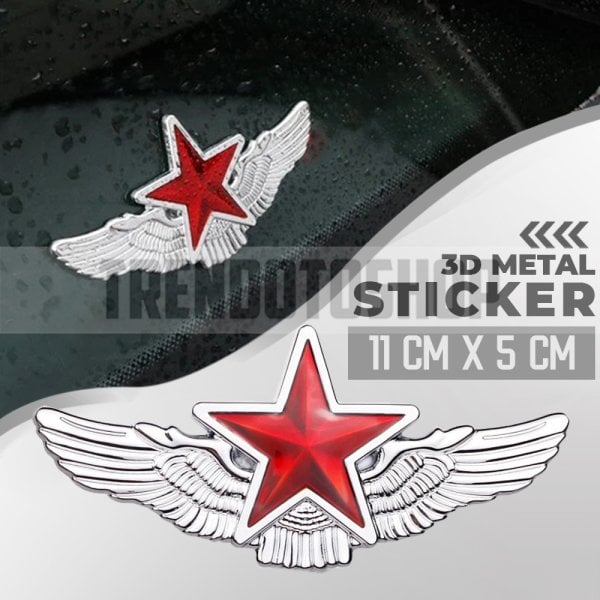 Metal Yıldız Gümüş Renk Paslanmaz Metal Arma Sticker Yapışkanlı
